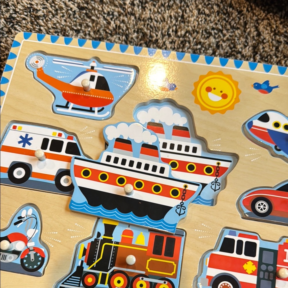 Melissa & Doug Red and Blue Vehicle Puzzle - Picture 3 of 4